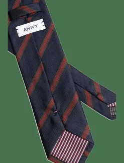 Navy Herringbone Silk Tie - Slipsar