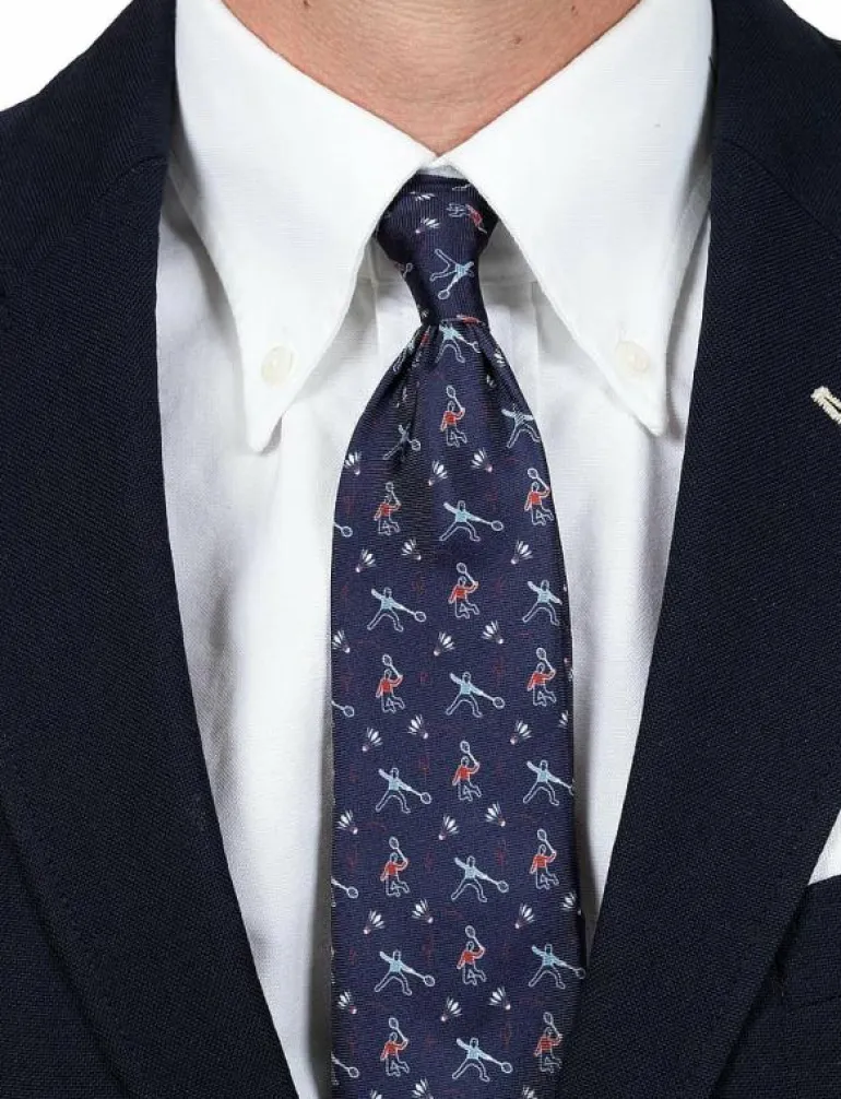 Navy Silk Badminton Player - Slipsar