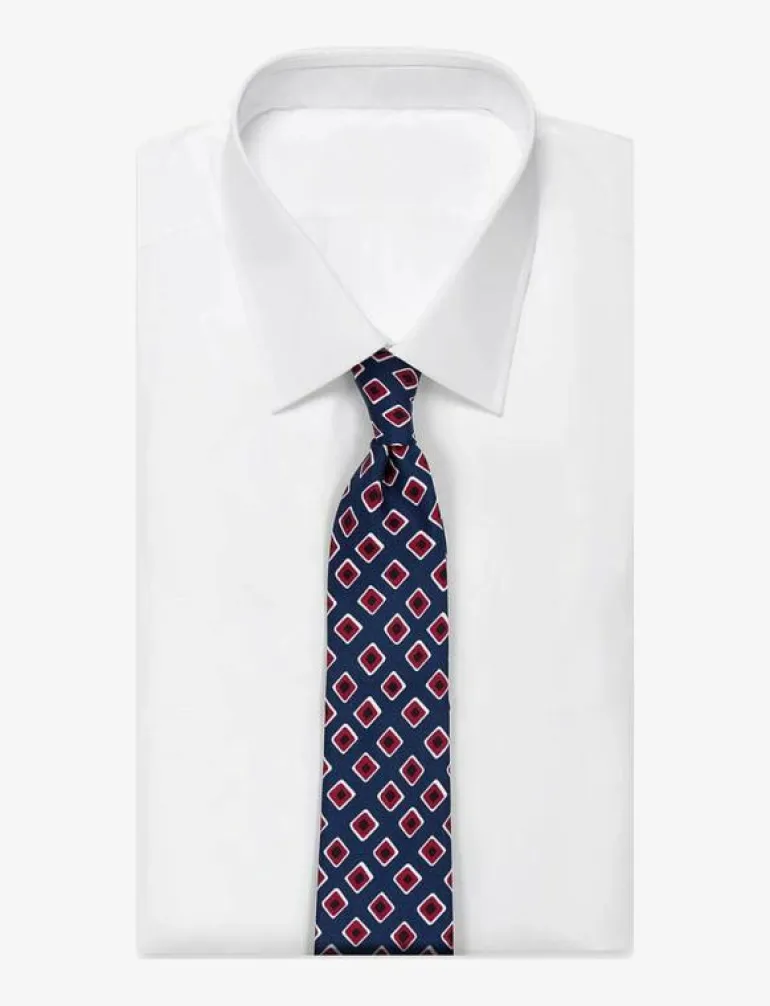 Navy Vintage Squares - Slipsar