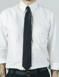 Navy Yellow Dots Silk Tie - Slipsar