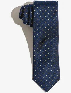 Navy Yellow Dots Silk Tie - Slipsar