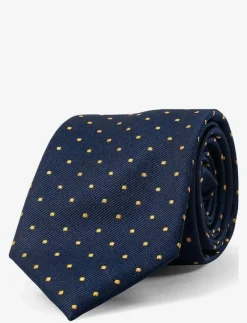 Navy Yellow Dots Silk Tie - Slipsar