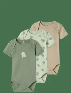 NBMBODY 3P SS SEA FOAM ELEPHANT NOOS - Långärmad body