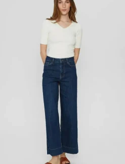 NUPARIS CROPPED JEANS - DARK BLUE - Vida byxor