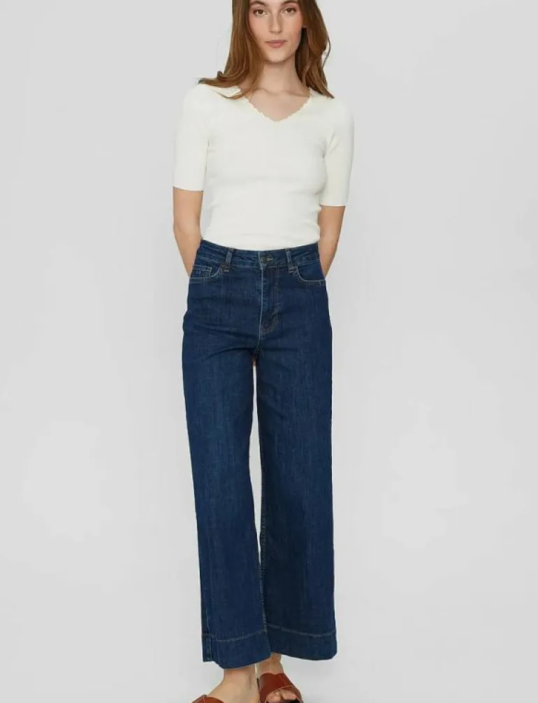 NUPARIS CROPPED JEANS - DARK BLUE - Vida byxor