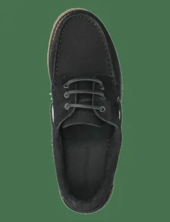 Ollie Boat Shoe - Black Nubuck/Hair - Seglarskor