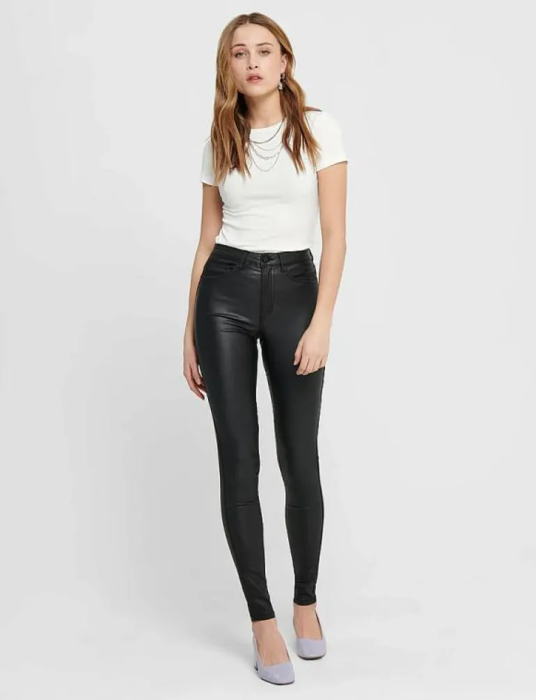 ONLROYAL LIFE HW SK ROCK COATED PIM NOOS - Skinnbyxor