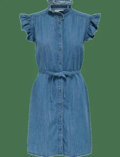 ONLSHANIA S/L FRILL DNM DRESS AKM - Korta klänningar