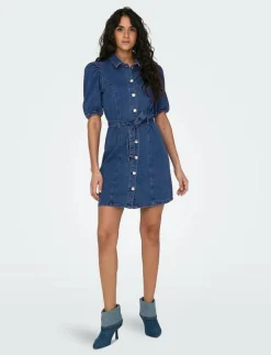 ONLVIBBE SS BELT DNM DRESS NOOS - Korta klänningar
