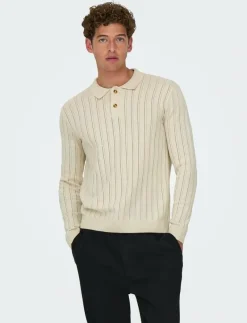 ONSKENT LIFE REG 12 LS POLO KNIT - Stickade pikéer