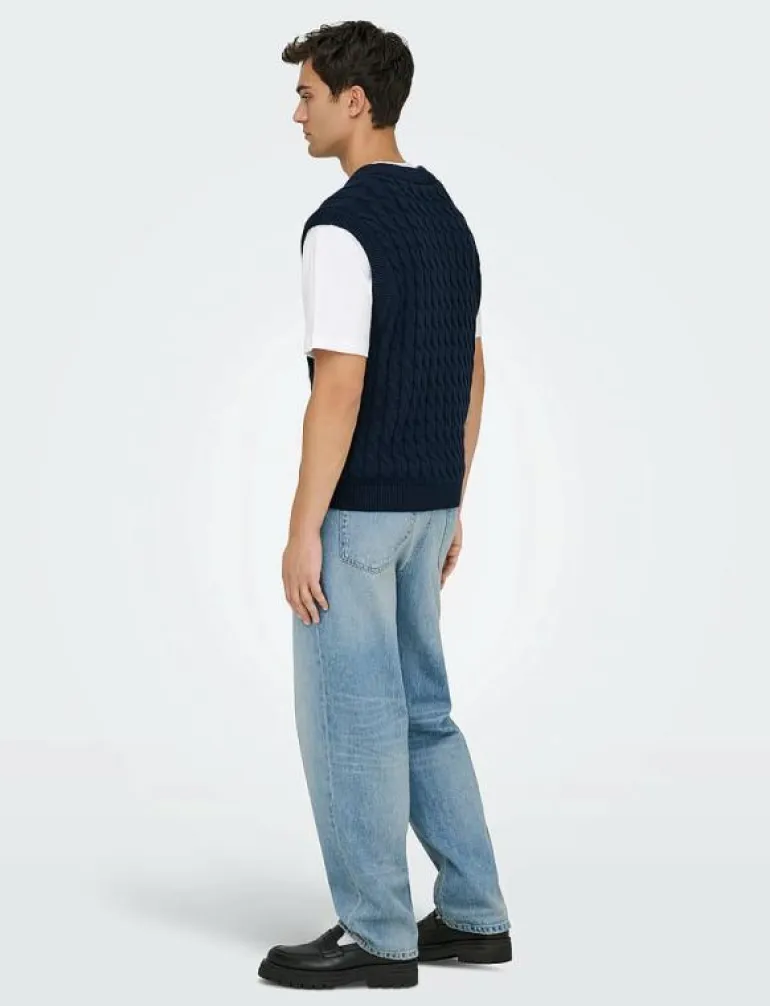 ONSKICKER LIFE RLX 3 CABLE VEST KNIT - Stickade västar
