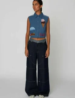Out Of Office Embroidered Top - Jeansvästar