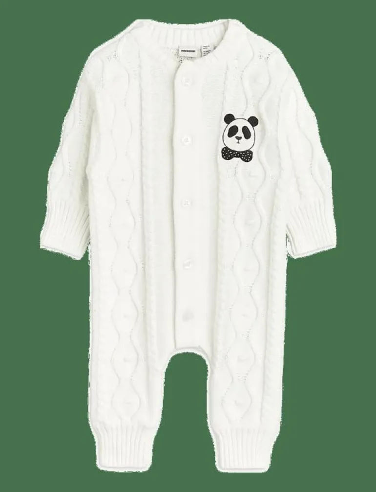 Panda texture knit baby onesie - Långärmad bodysuit