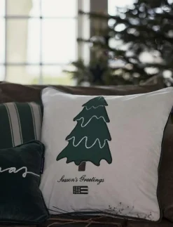 Pine Tree Twill Patch Cotton Velvet Pillow Cover - Kuddfodral