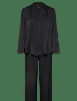 PJ LS SATIN PINSTRIPE - Pyjamas