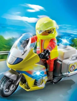 PLAYMOBIL City Life Rescue Motorcycle with Flashing Light - 71205 - Playmobil City Life