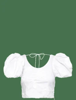 PUFF SLEEVE COTTON TOP - T-shirts