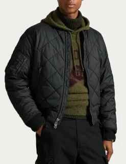 Quilted Jacquard Bomber Jacket - Quiltade jackor