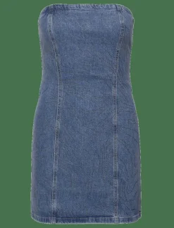 RHINESTONE DENIM DRESS - Korta klänningar