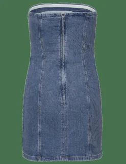 RHINESTONE DENIM DRESS - Korta klänningar