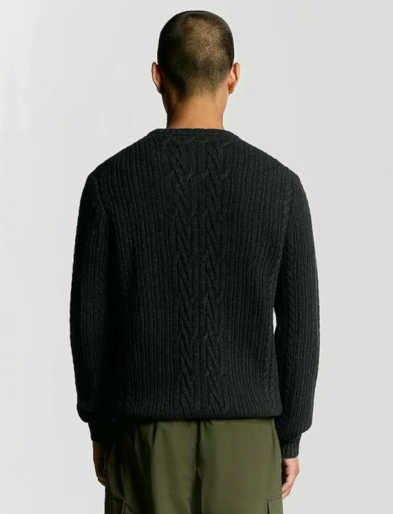 Ribbed Cable Knit Jumper - Rundhalsad