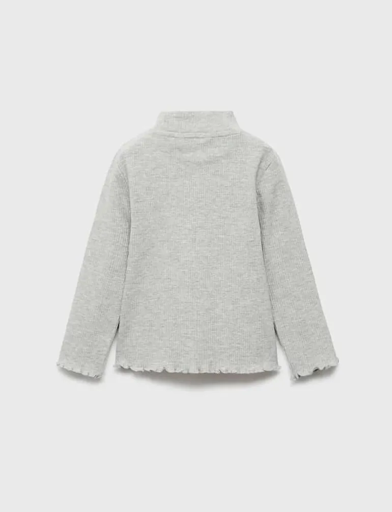 Ribbed high neck t-shirt - Långärmade t-shirts