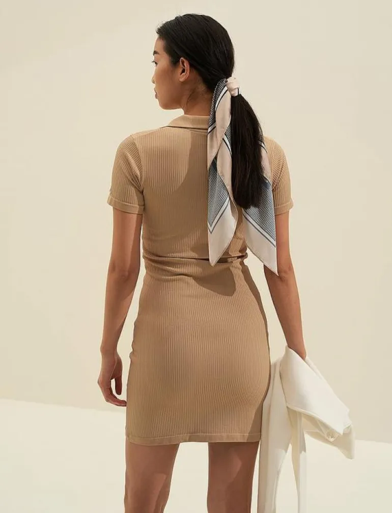 Ribbed Seamless Polo Dress - Korta klänningar