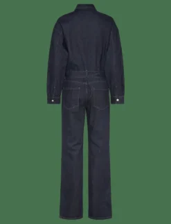 Rinse-wash denim jumpsuit with belt - Jumpsuits