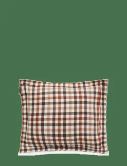 Rust Brown/White Checked Cotton Flannel Pillowcase - Örngott