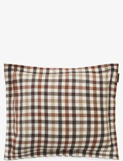Rust Brown/White Checked Cotton Flannel Pillowcase - Örngott