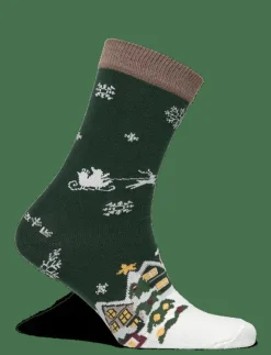 Santa Claus Is Coming To Town Socks Navy - Sockor