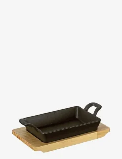 Serving pan angular with wooden board - Grilltillbehör