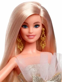 Signature 2025 Holiday Fashion Doll, Seasonal Collector, Blonde with Silver & Gold Gown - Dockor