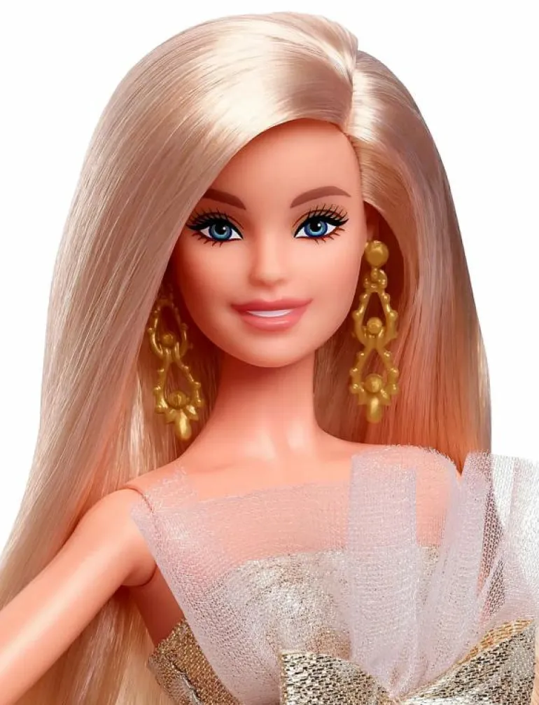 Signature 2025 Holiday Fashion Doll, Seasonal Collector, Blonde with Silver & Gold Gown - Dockor