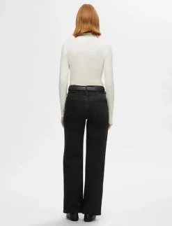 SLFALICE HW WIDE LONG BLACK JEANS NOOS - Vida byxor