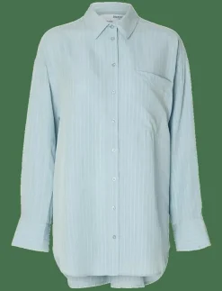 SLFMADDIE LS STRIPED TENCEL SHIRT B - Långärmade