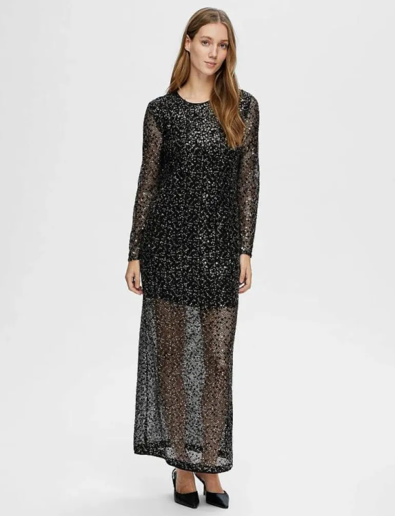 SLFNOEL LS ANKLE SEQUINS DRESS B - Maxiklänningar