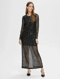 SLFNOEL LS ANKLE SEQUINS DRESS B - Maxiklänningar