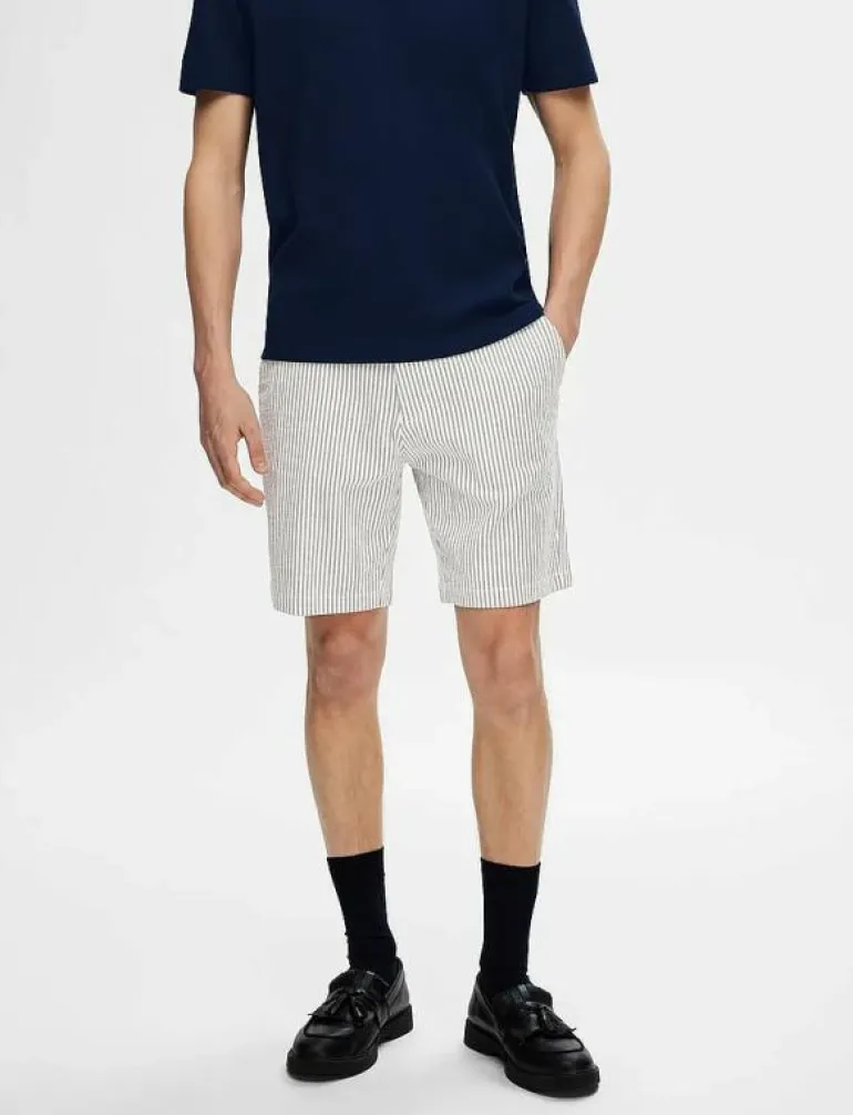 SLHREGULAR-KARL SEERSUCKER SHORTS NOOS - Casual shorts