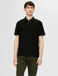 SLHRELAX-PLISSE HALF ZIP SS POLO EX - Kortärmade pikéer