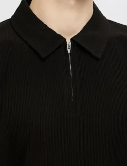 SLHRELAX-PLISSE HALF ZIP SS POLO EX - Kortärmade pikéer