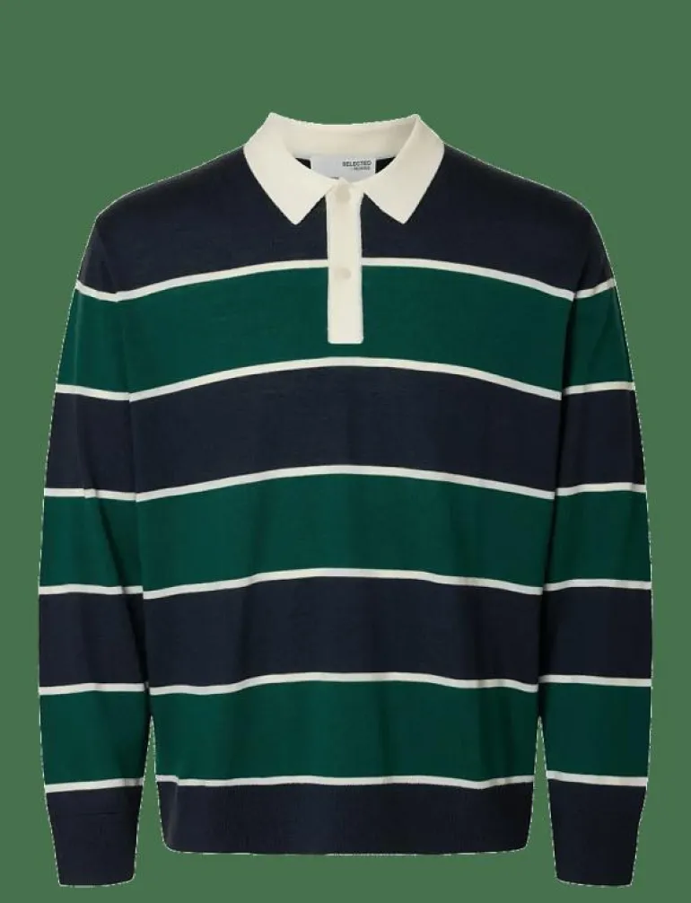 SLHTRAY LS KNIT MERINO RELAXED POLO - Långärmade pikéer