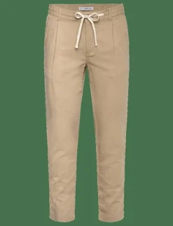 Slim-fit trousers with drawstring - Linnebyxor