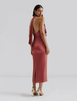 Solange open back halterneck midi dress - Midiklänningar
