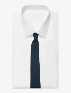 Solid Navy Cotton Tie - Slipsar