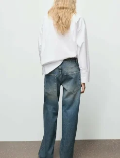 Straight-leg jeans with eyelets - Straight jeans
