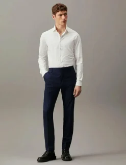 STRETCH WOOL SLIM SUIT PANT - Kostymbyxor