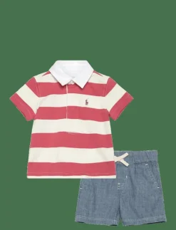 Striped Rugby Shirt & Chambray Short Set - Set med kortärmad t-shirt