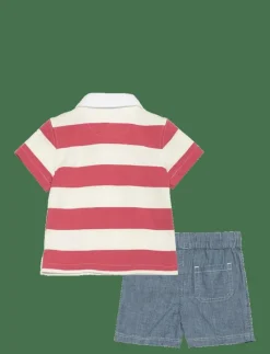 Striped Rugby Shirt & Chambray Short Set - Set med kortärmad t-shirt