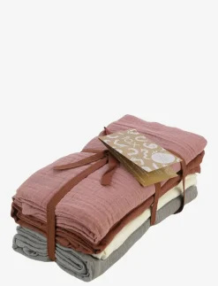Tax EKO, Muslinfiltar, 4-pack, brick/rose - Skötbäddar